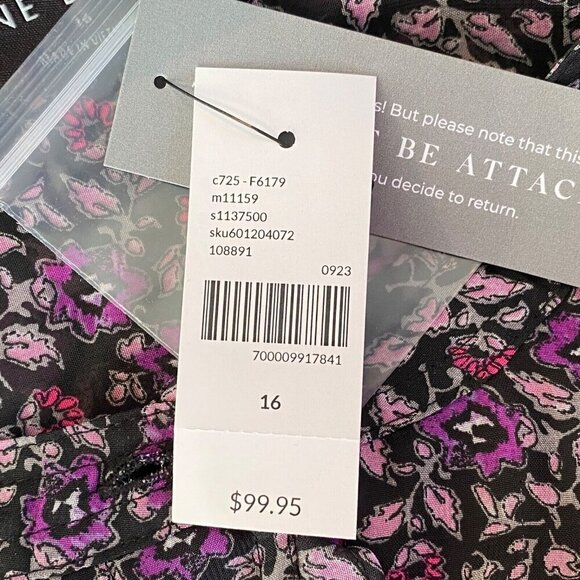 Lane Bryant Chiffon Dress Womens Size 16 Ruffles Button Down Floral Purple - Picture 10 of 11